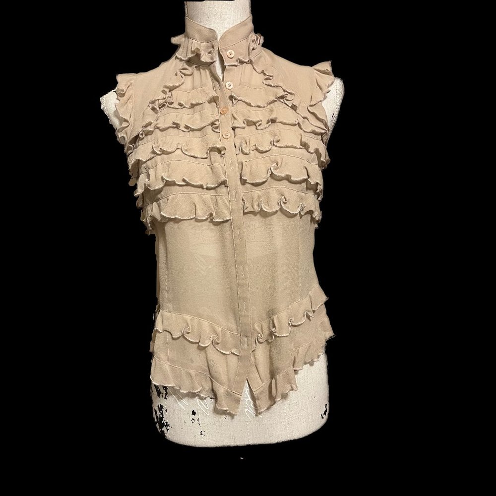 Adrienne Vittadini Ruffle Button Down Blouse-4